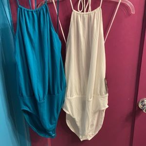 🌈 3 for $10-Bundle of 2 Express bodysuits, teal & white, M